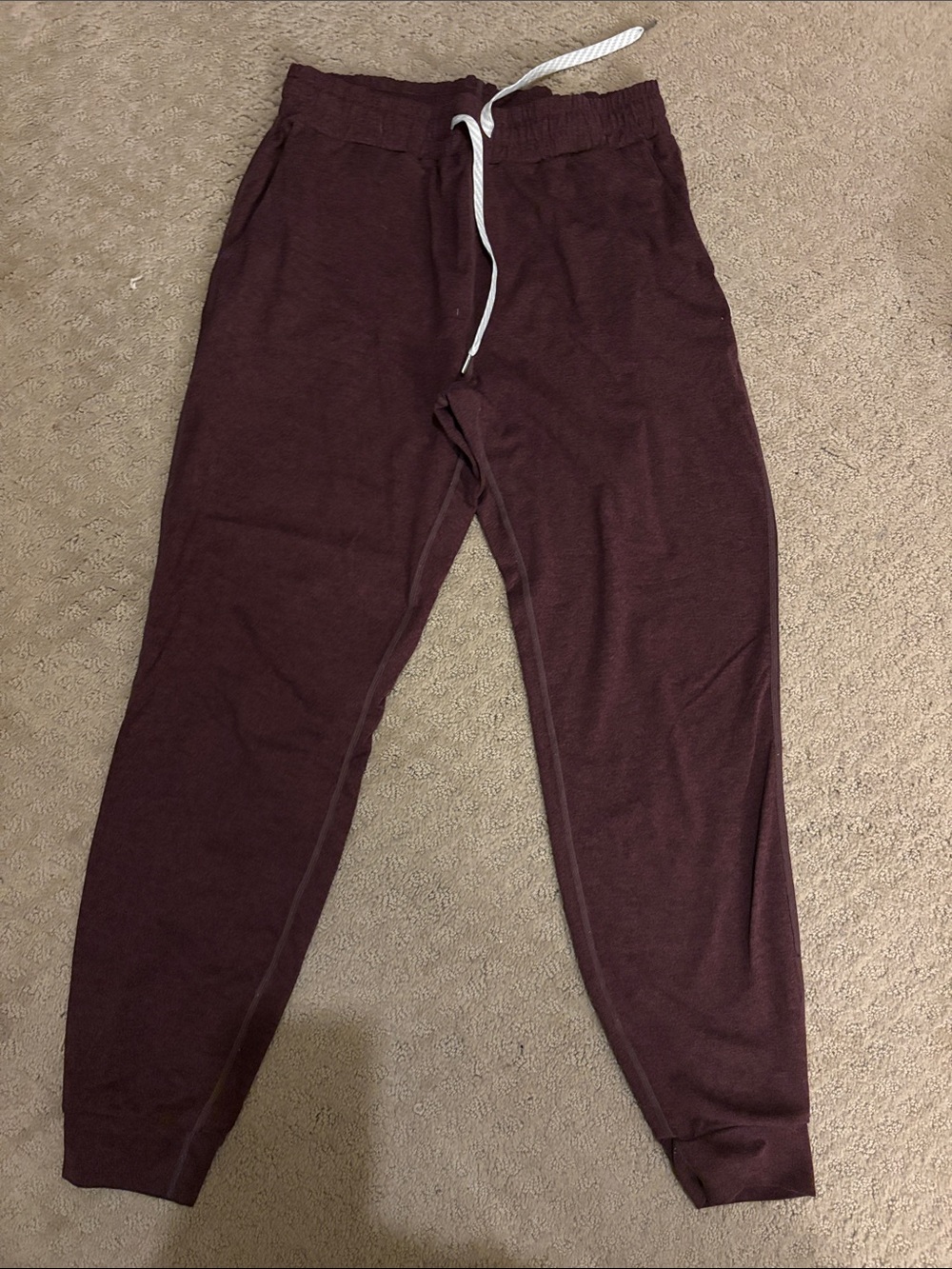 Vuori Maroon Track Joggers with White Drawstring